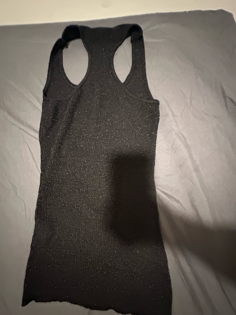 bebe Black Metallic Ribbed Racerback Tank - Picture 2 of 2